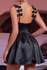 Load image into Gallery viewer, Black A Line Satin Short Homecoming Dress with Bows