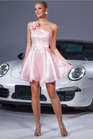 Load image into Gallery viewer, Blush Floral A Line Short Organza Homecoming Dress