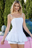 Load image into Gallery viewer, White A Line 2 Piece Spaghetti Straps Satin Short Homecoming Shorts Set