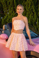 Load image into Gallery viewer, Blush Floral 2 Piece A Line Short Homecoming Dress