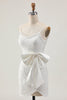 Load image into Gallery viewer, Sparkly White Pearls Tight Short Homecoming Dress with Bow