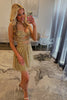 Load image into Gallery viewer, Sparkly Gold Cut Out A Line Sequins Short Homecoming Dress