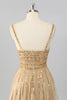 Load image into Gallery viewer, Sparkly Gold A Line Sequins Cut Out Short Homecoming Dress