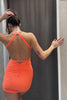 Load image into Gallery viewer, Orange Tight Halter Ruched Short Homecoming Dress
