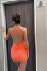 Load image into Gallery viewer, Orange Tight Halter Ruched Short Homecoming Dress