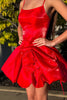 Load image into Gallery viewer, Red A Line Satin Short Homecoming Dress with Ruffles