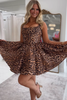 Load image into Gallery viewer, Brown Leopard A Line Square Neck Short Corset Homecoming Dress