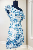 Load image into Gallery viewer, Floral Pink Tight Short Hocmecoming Dress with Ruffles