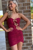 Load image into Gallery viewer, Burgundy Tight Ruched Short Homecoming Dress with Bows