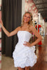 Load image into Gallery viewer, White A Line Tiered Strapless Short Homecoming Dress with Bow