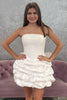 Load image into Gallery viewer, White A Line Tiered Strapless Short Homecoming Dress with Bow