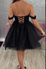 Load image into Gallery viewer, Black A Line Tulle Cowl Neck Short Corset Homecoming Dress