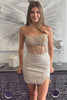 Load image into Gallery viewer, Sparkly Gold Tight Sequins Beaded Short Homecoming Dress with Slit