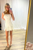 Load image into Gallery viewer, Sparkly Blue Tweed Tight Short Homecoming Dress with Bows