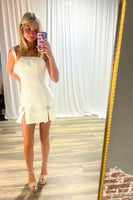 Load image into Gallery viewer, Sparkly Blue Tweed Tight Short Homecoming Dress with Bows