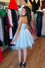 Load image into Gallery viewer, White A Line Short Corset Homecoming Dress with Feathers