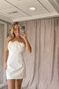 Load image into Gallery viewer, White Bodycon Strapless Short Homecoming Dress with 3D Flowers