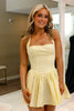 Load image into Gallery viewer, Simple Yellow A Line Halter Short Homecoming Dress