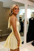 Load image into Gallery viewer, Simple Yellow A Line Halter Short Homecoming Dress