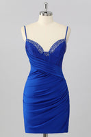 Load image into Gallery viewer, Sparkly Royal Blue Tight Short Corset Homecoming Dress with Beading