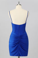 Load image into Gallery viewer, Sparkly Royal Blue Tight Short Corset Homecoming Dress with Beading