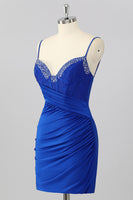 Load image into Gallery viewer, Sparkly Royal Blue Tight Short Corset Homecoming Dress with Beading