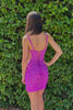 Load image into Gallery viewer, Fuchsia Lace Tight Spaghetti Straps Short Homecoming Dress