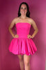 Load image into Gallery viewer, Fuchsia A Line Satin Strapless Short Homecoming Dress