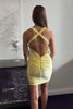 Load image into Gallery viewer, Yellow Tight V-Neck Ruched Short Homecoming Dress