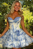 Load image into Gallery viewer, Floral A Line Tiered Sweetheart Short Corset Homecoming Dress