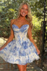 Load image into Gallery viewer, Floral A Line Tiered Sweetheart Short Corset Homecoming Dress