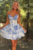 Load image into Gallery viewer, Floral A Line Tiered Sweetheart Short Corset Homecoming Dress