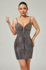 Load image into Gallery viewer, Sparkly Black Backless Tight Short Homecoming Dress with Beading