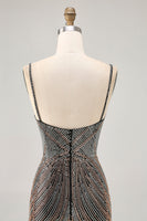 Load image into Gallery viewer, Sparkly Burgundy Short Tight Backless Homecoming Dress with Beading