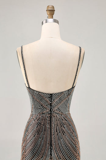 Sparkly Black Backless Tight Short Homecoming Dress with Beading