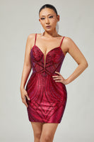 Load image into Gallery viewer, Sparkly Burgundy Short Tight Backless Homecoming Dress with Beading
