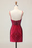 Load image into Gallery viewer, Sparkly Black Backless Tight Short Homecoming Dress with Beading