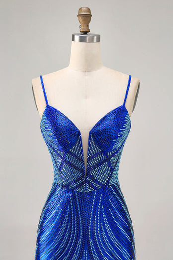 Sparkly Black Backless Tight Short Homecoming Dress with Beading