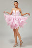 Load image into Gallery viewer, Pink A Line Tiered Short Corset Homecoming Dress with Ruffles