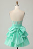 Load image into Gallery viewer, Sparkly Red Strapless Corset Ruffled Short Homecoming Dress with Bow