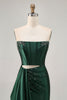 Load image into Gallery viewer, Sparkly Dark Green Corset Short Tight Homecoming Dress with Sash