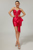 Load image into Gallery viewer, Sparkly Red Corset Beaded Tight Short Homecoming Dress with Bow