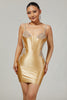 Load image into Gallery viewer, Sparkly Golden Satin Tight Short Corset Homecoming Dress with Beading
