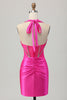 Load image into Gallery viewer, Sparkly Royal Blue Halter Corset Tight Short Homecoming Dress with Rhinestones