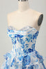 Load image into Gallery viewer, Sparkly Floral Fuchsia Sweetheart Corset Short Homecoming Dress