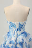 Load image into Gallery viewer, Sparkly Floral Fuchsia Sweetheart Corset Short Homecoming Dress