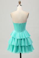 Load image into Gallery viewer, Sparkly Green Sweetheart Corset Ruffled Short Homecoming Dress with Beading