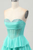 Load image into Gallery viewer, Sparkly Yellow Ruffled Corset Sweetheart Short Homecoming Dress with Beading
