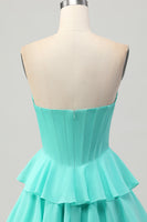 Load image into Gallery viewer, Sparkly Green Sweetheart Corset Ruffled Short Homecoming Dress with Beading