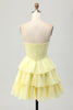 Load image into Gallery viewer, Sparkly Green Sweetheart Corset Ruffled Short Homecoming Dress with Beading